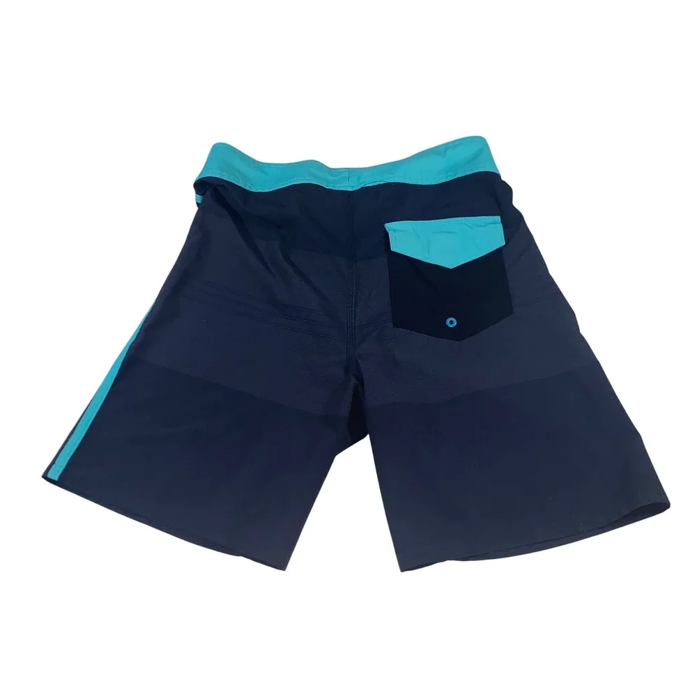 Burnside Mens Board Shorts‎ Size 30 Navy Teal Colorblock Swim Trunks 2864